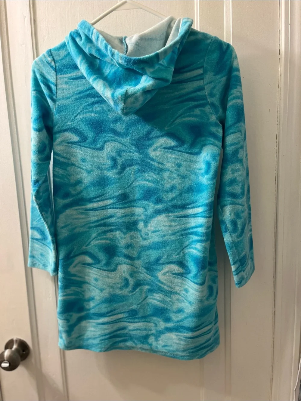 Lands' End Girls' Blue Hooded swim suit cover